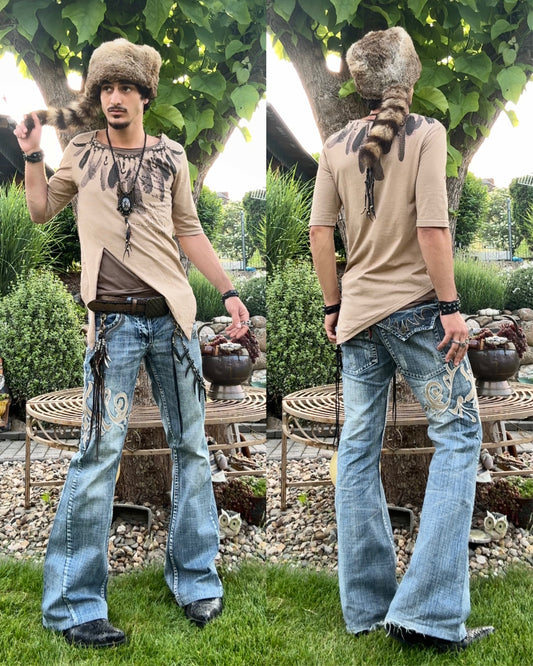 Dope Double Layered Feather Necklace T-Shirt