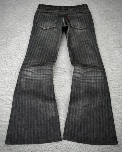 Tornado Mart Pin Striped Whisker Washed Flared Pants