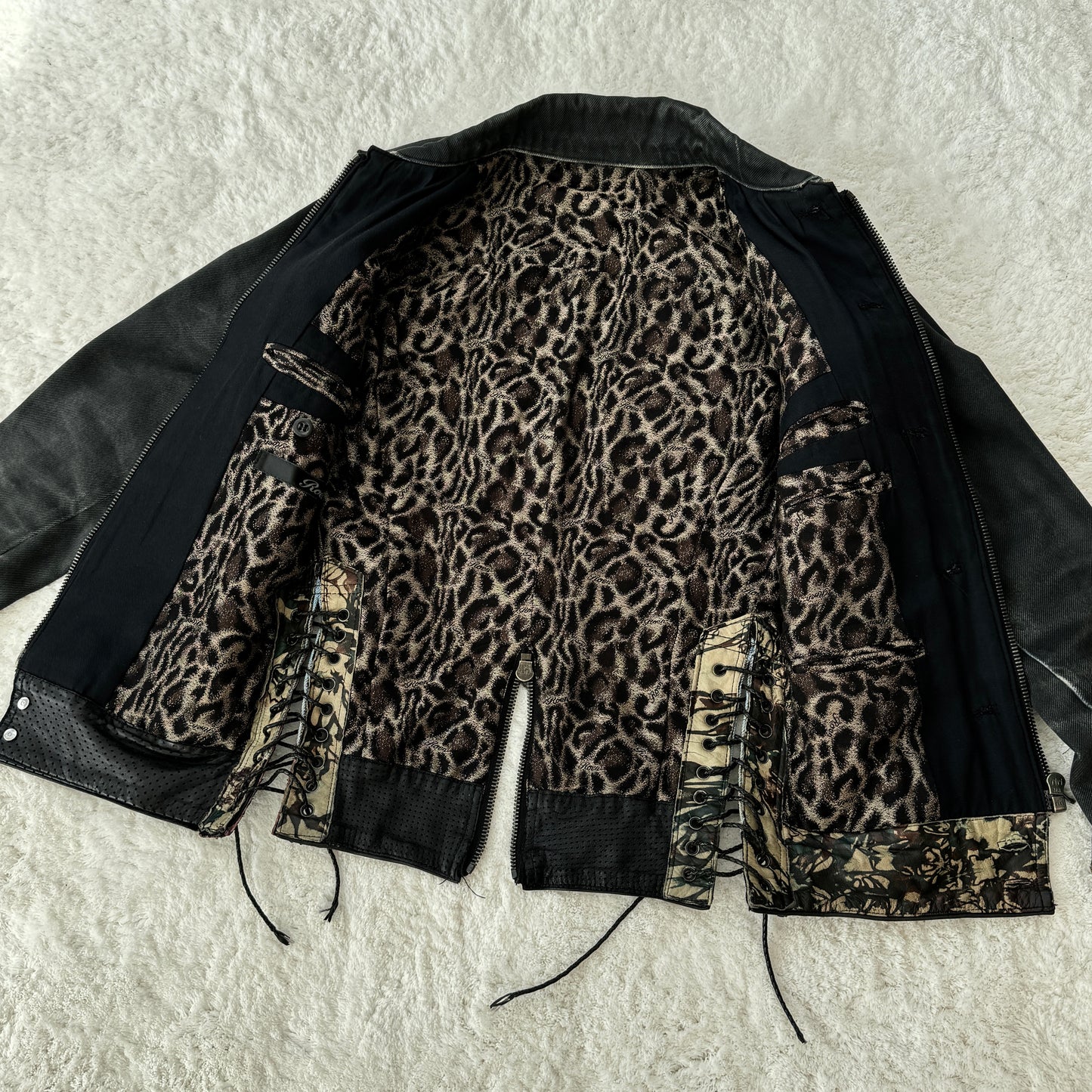 Roen Studded Snakeskin Lace-Up Jacket