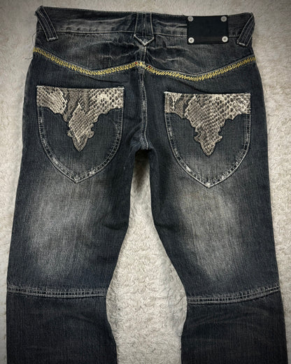 Semantic Design Python Detailed Sword Knee Bootcut Denim