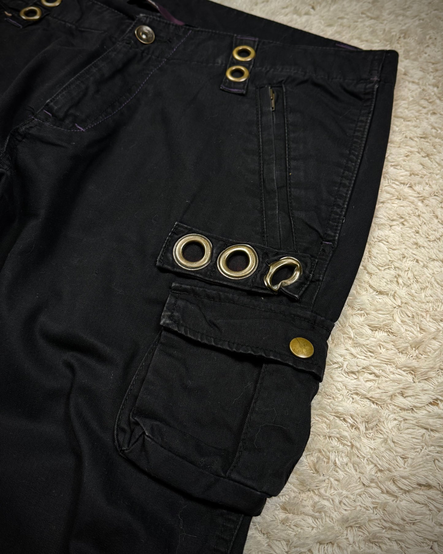 Kelen 3D Cargo Pockets Lace Up Bootcut Pants