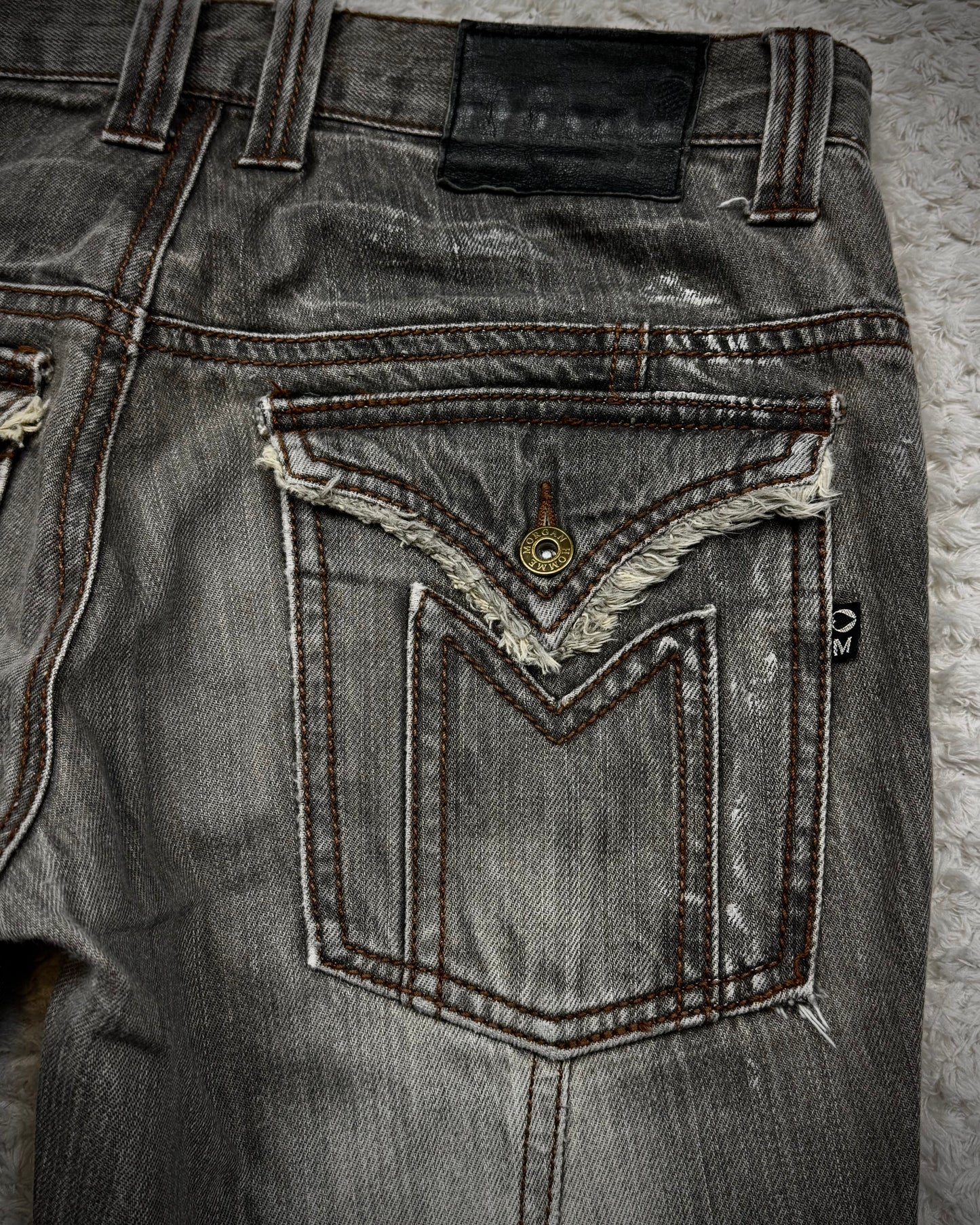 Morgan Homme Fringed Flap Pockets Flared Jeans