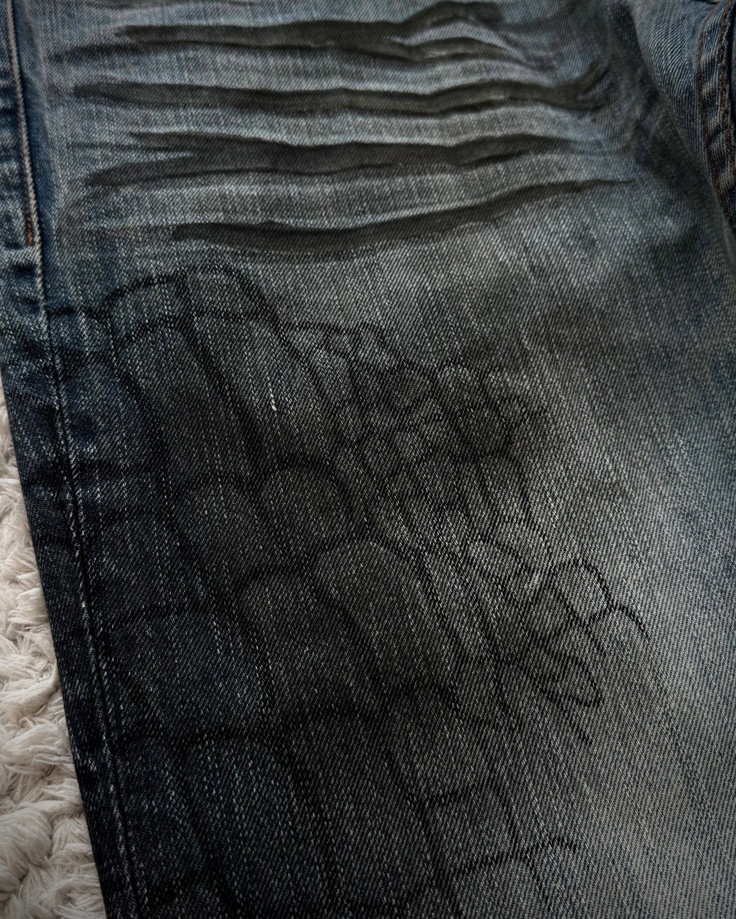 Semantic Design Crocodile Clawmarks Flared Jeans