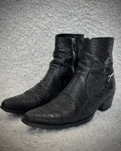 Fr. Lancelot Pointed Python Leather Boots