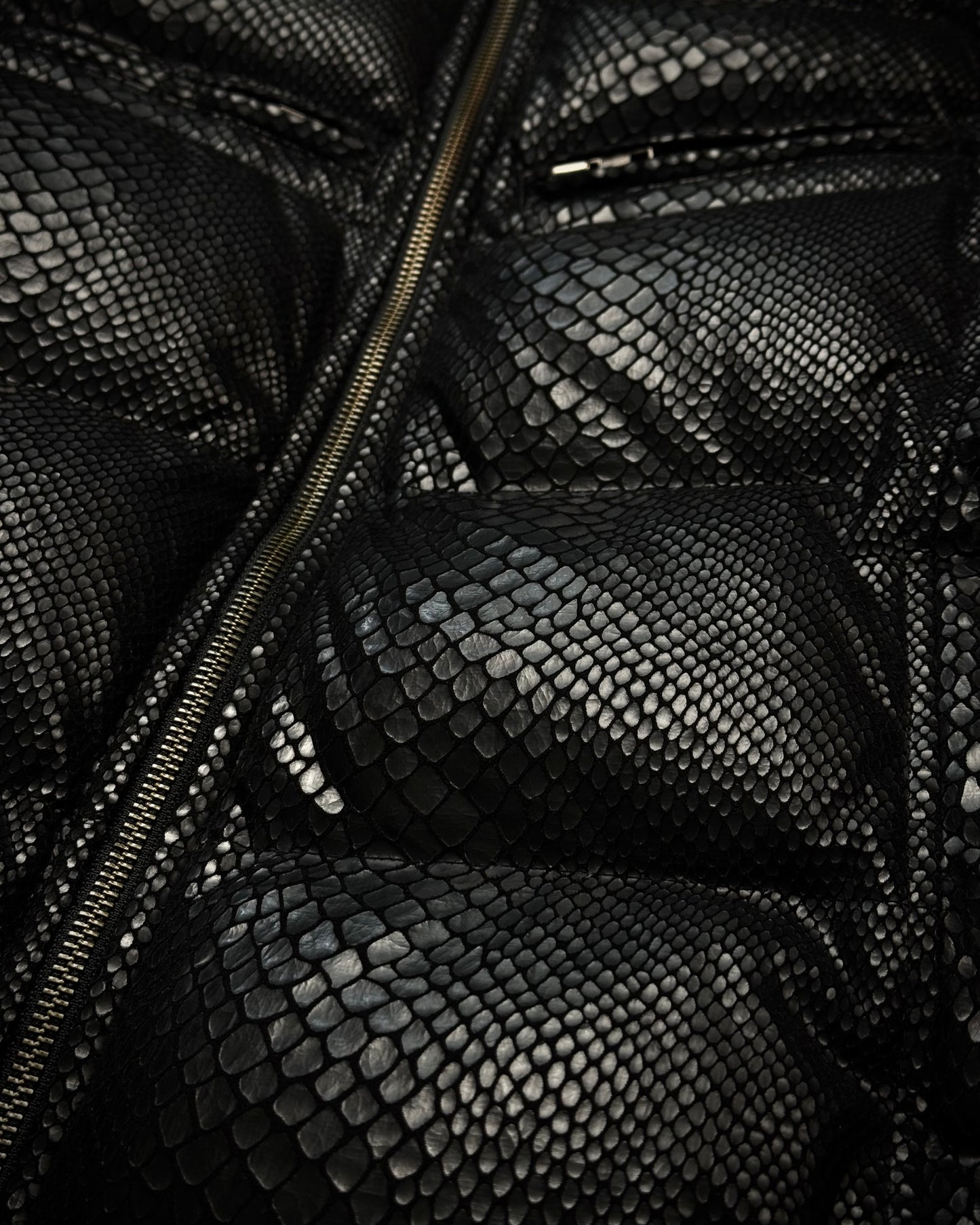L7 Real Hip Python Luster Puffer Vest
