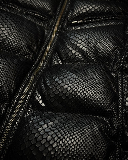 L7 Real Hip Python Luster Puffer Vest