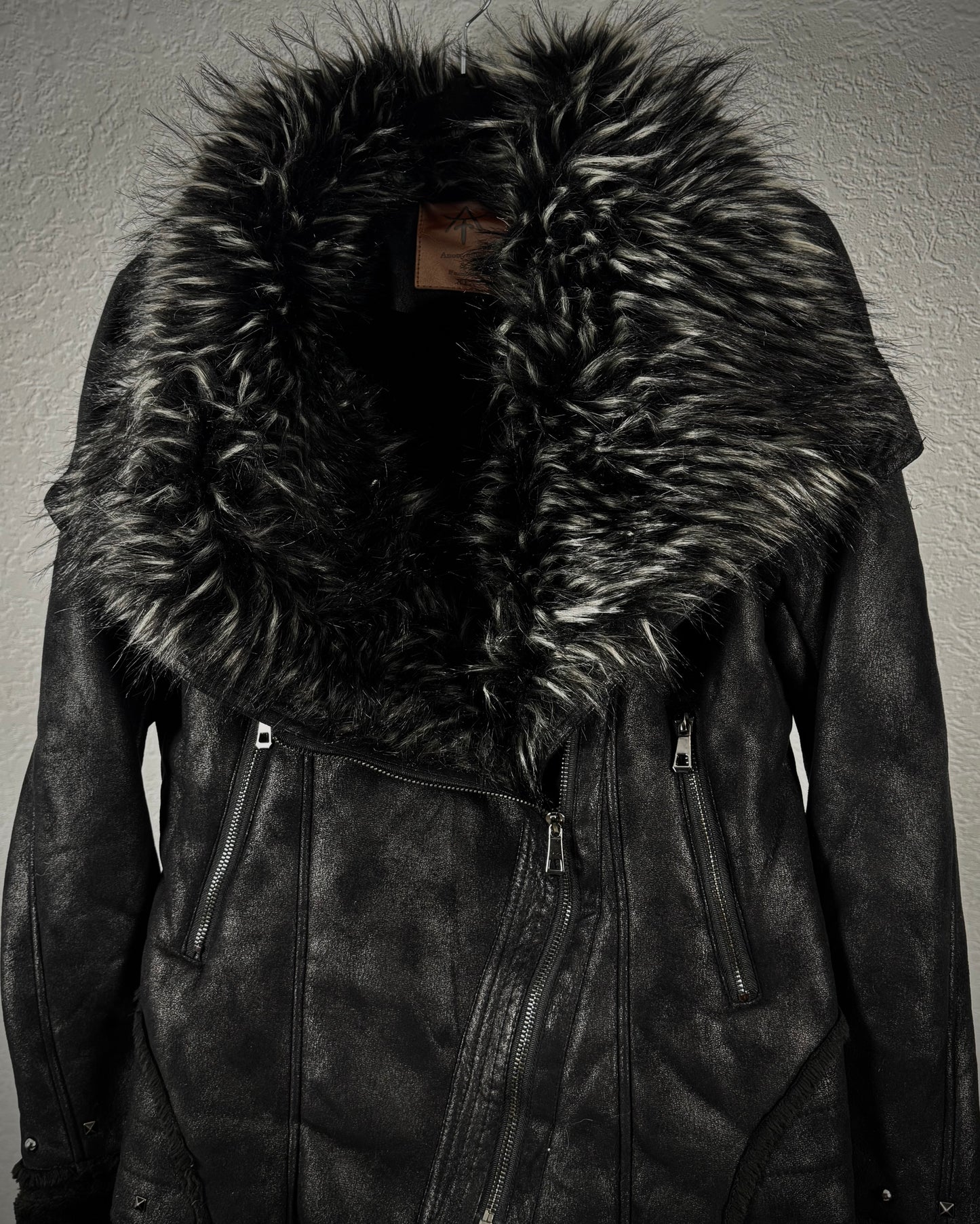 A+F Chunky Faux Fur Luster Textured Jacket