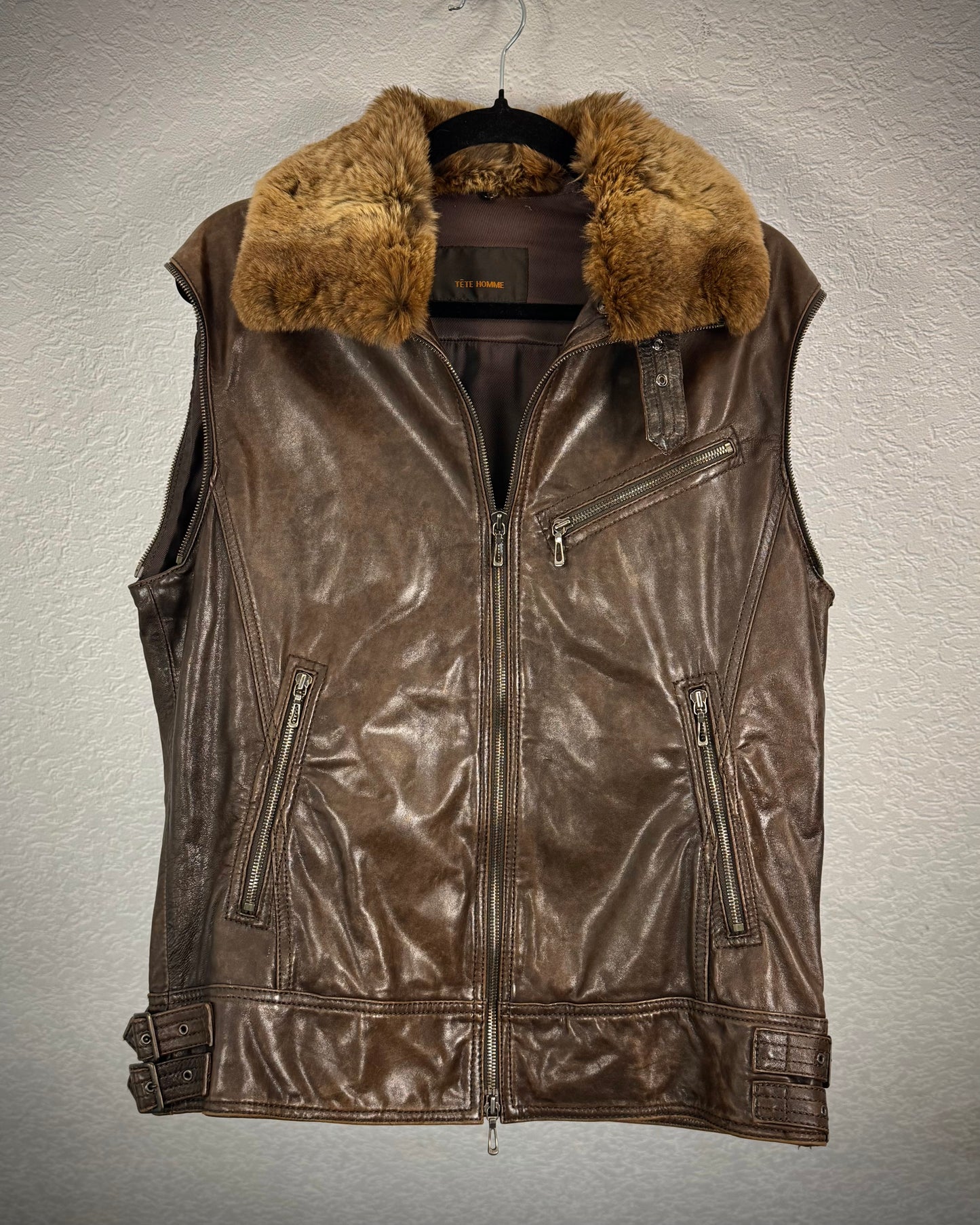 Tete Homme Transformable Rabbit Fur Leather Jacket