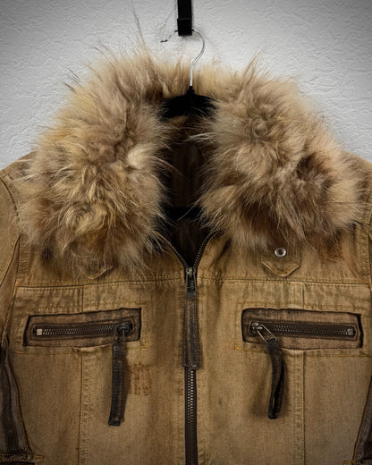 In The Attic Mud Washed Fur Jacket