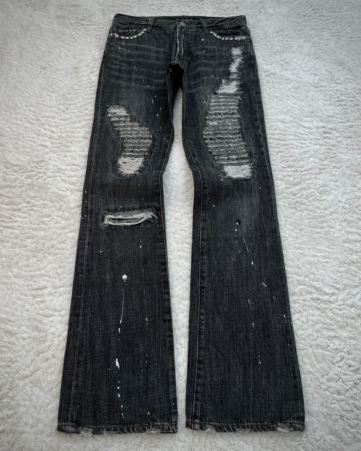 Schlüssel Snakeskin Patches Distressed Bootcut Denim