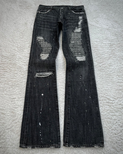 Schlüssel Snakeskin Patches Distressed Bootcut Denim