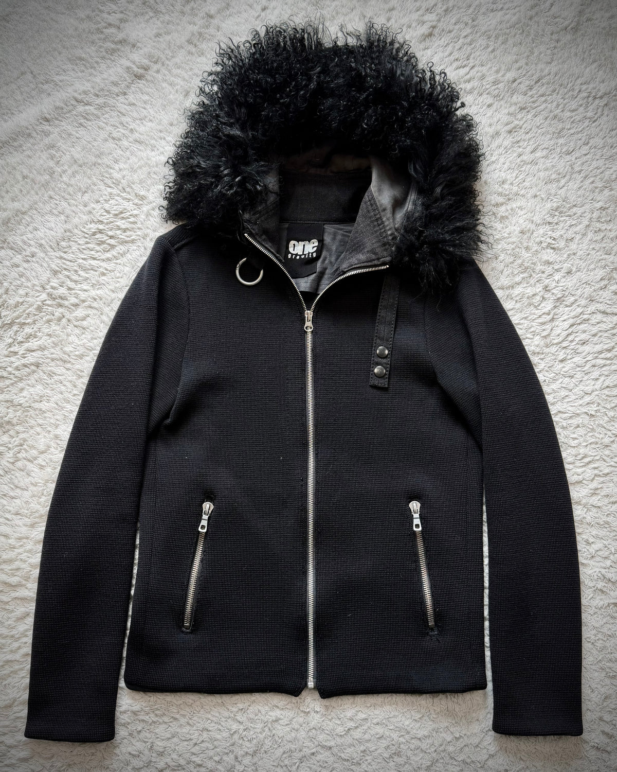 One Gravity Lamb Fur Zip Up Hoodie