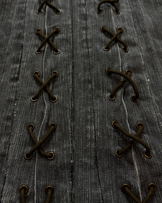 Tornado Mart Mud Washed Lace Up Flared Jeans