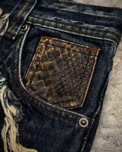 Semantic Design Python Fringed Luster Brushed Bootcut Denim