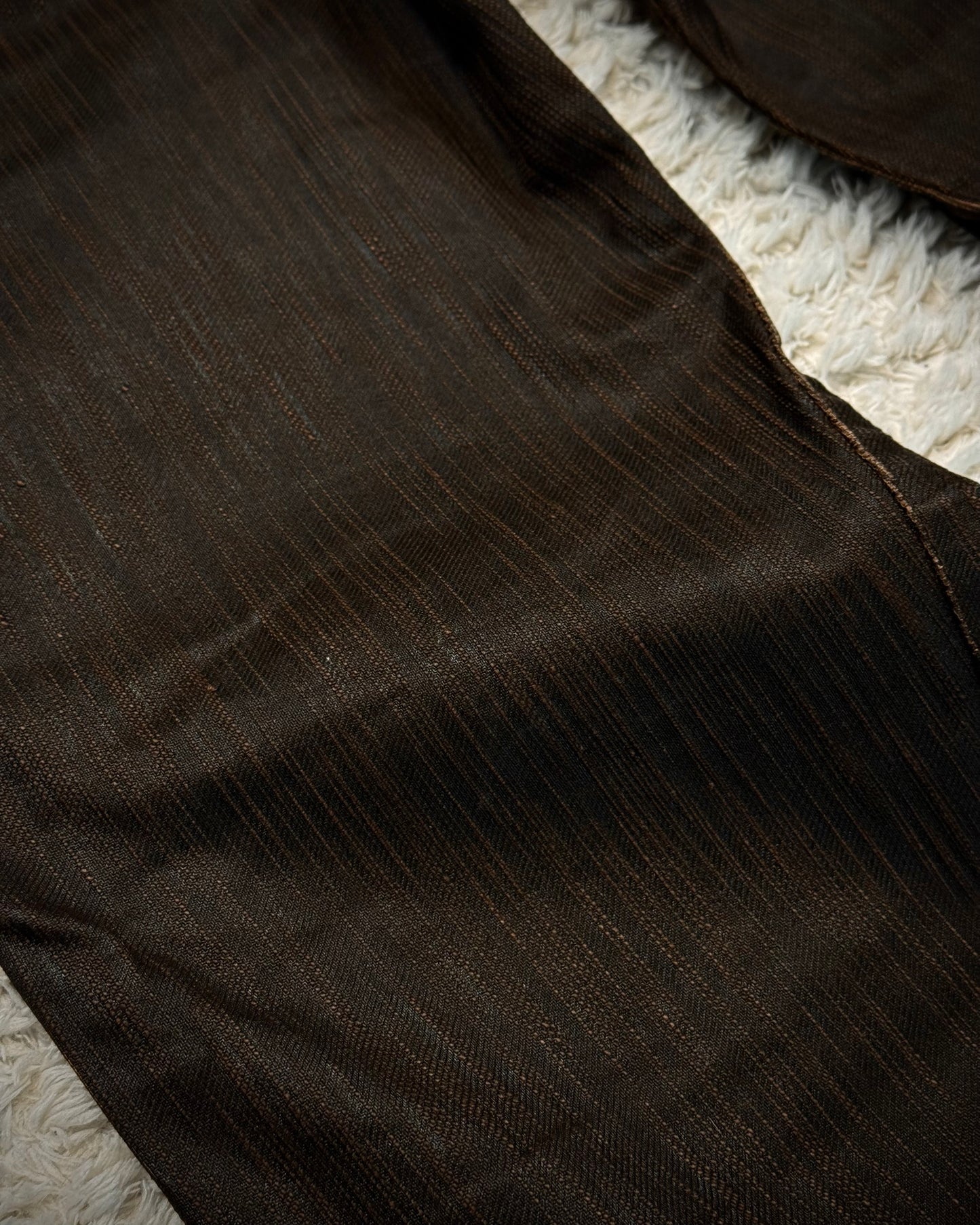 Tornado Mart Waxed Vintage Textured Spiral Flared Jeans