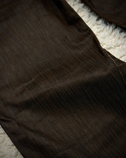 Tornado Mart Waxed Vintage Textured Spiral Flared Jeans