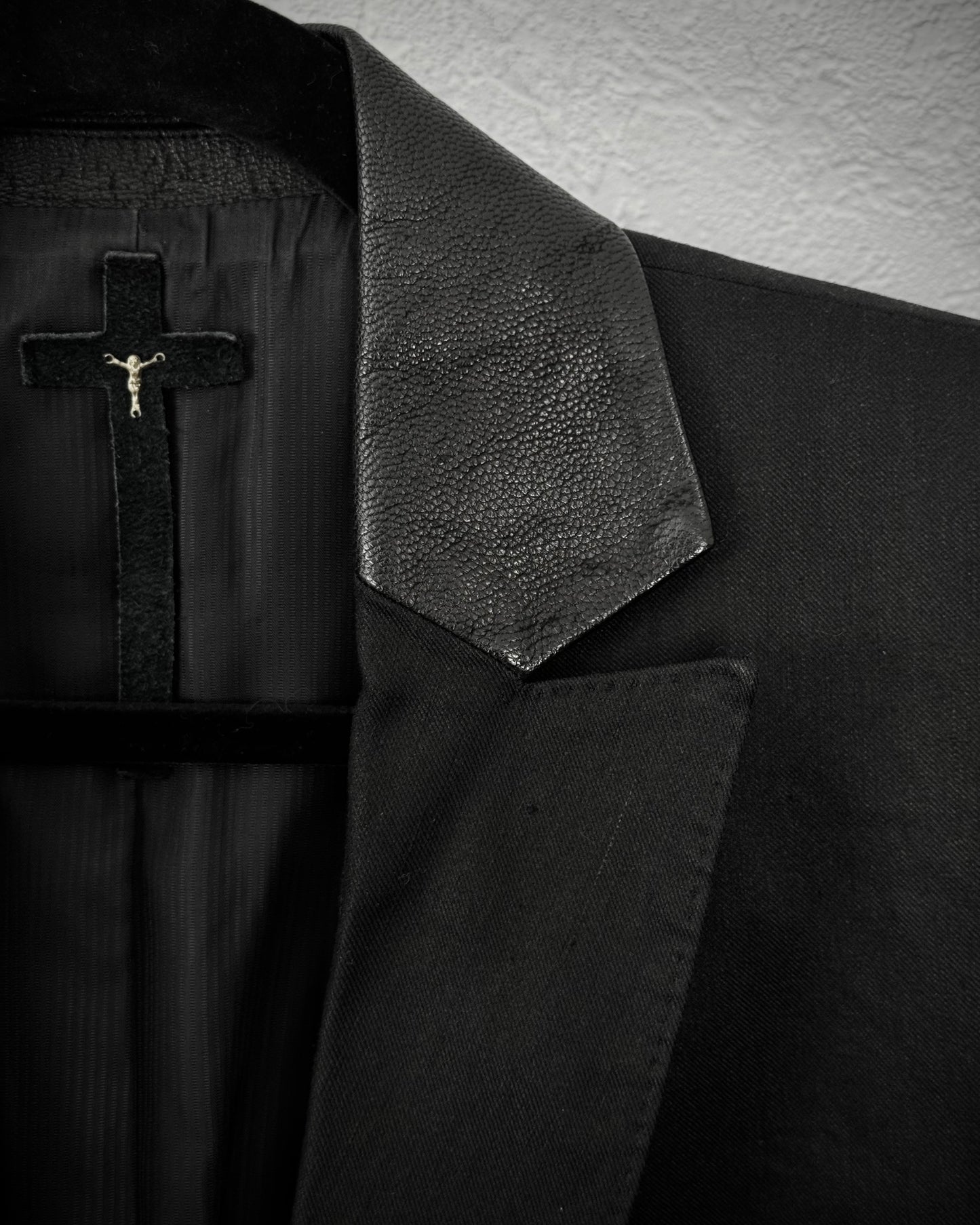 L.G.B. “JK-6” Fringed Spine Goat Collar Cross Blazer