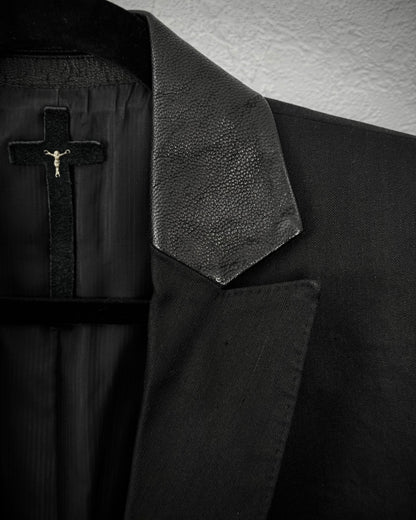 L.G.B. “JK-6” Fringed Spine Goat Collar Cross Blazer