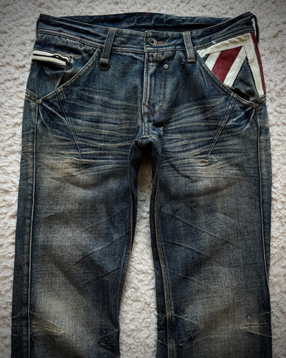 Nicole Club Leather UK Flag Whiskered Denim