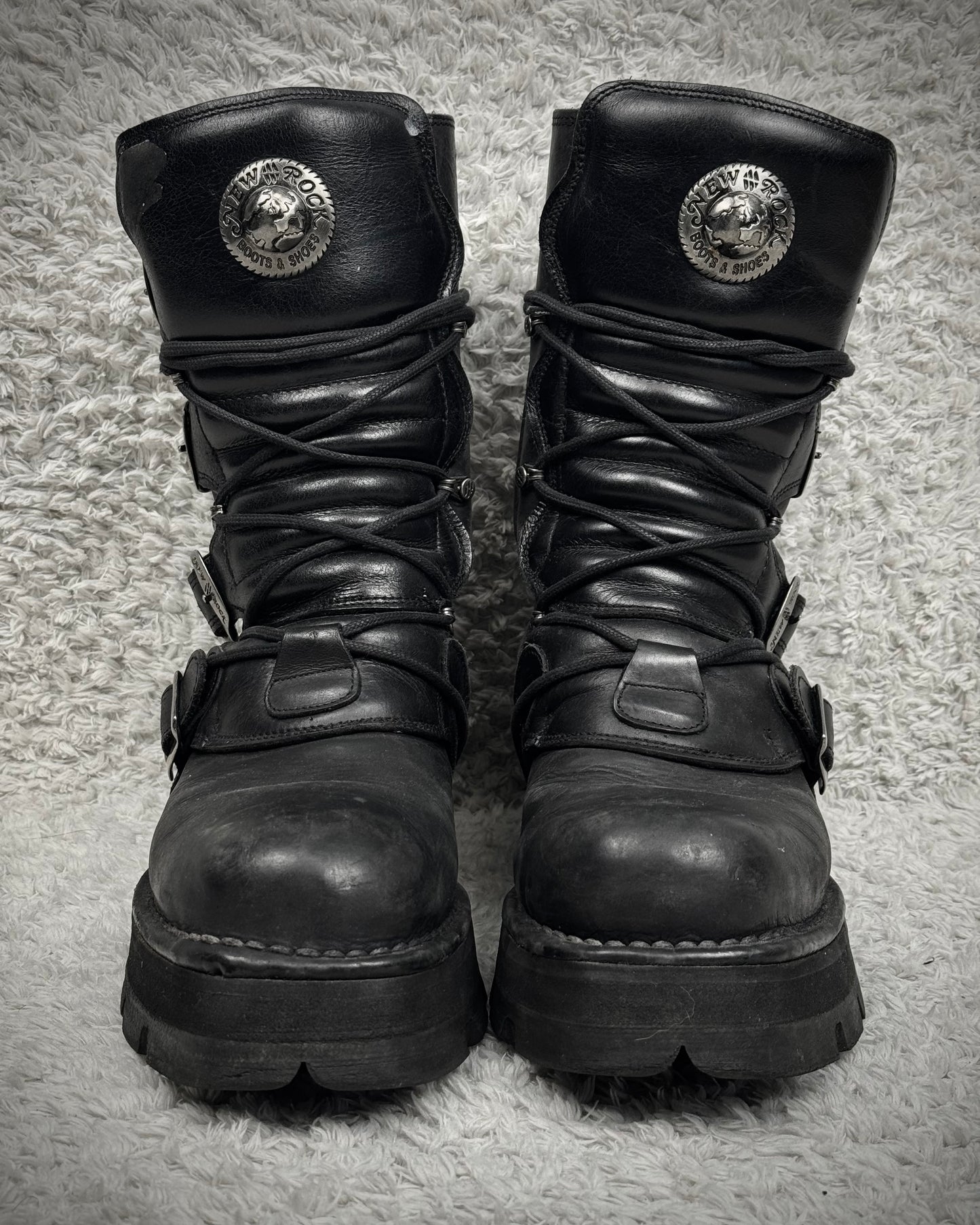 New Rock Steel Heel Leather Boots