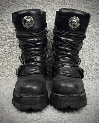 New Rock Steel Heel Leather Boots