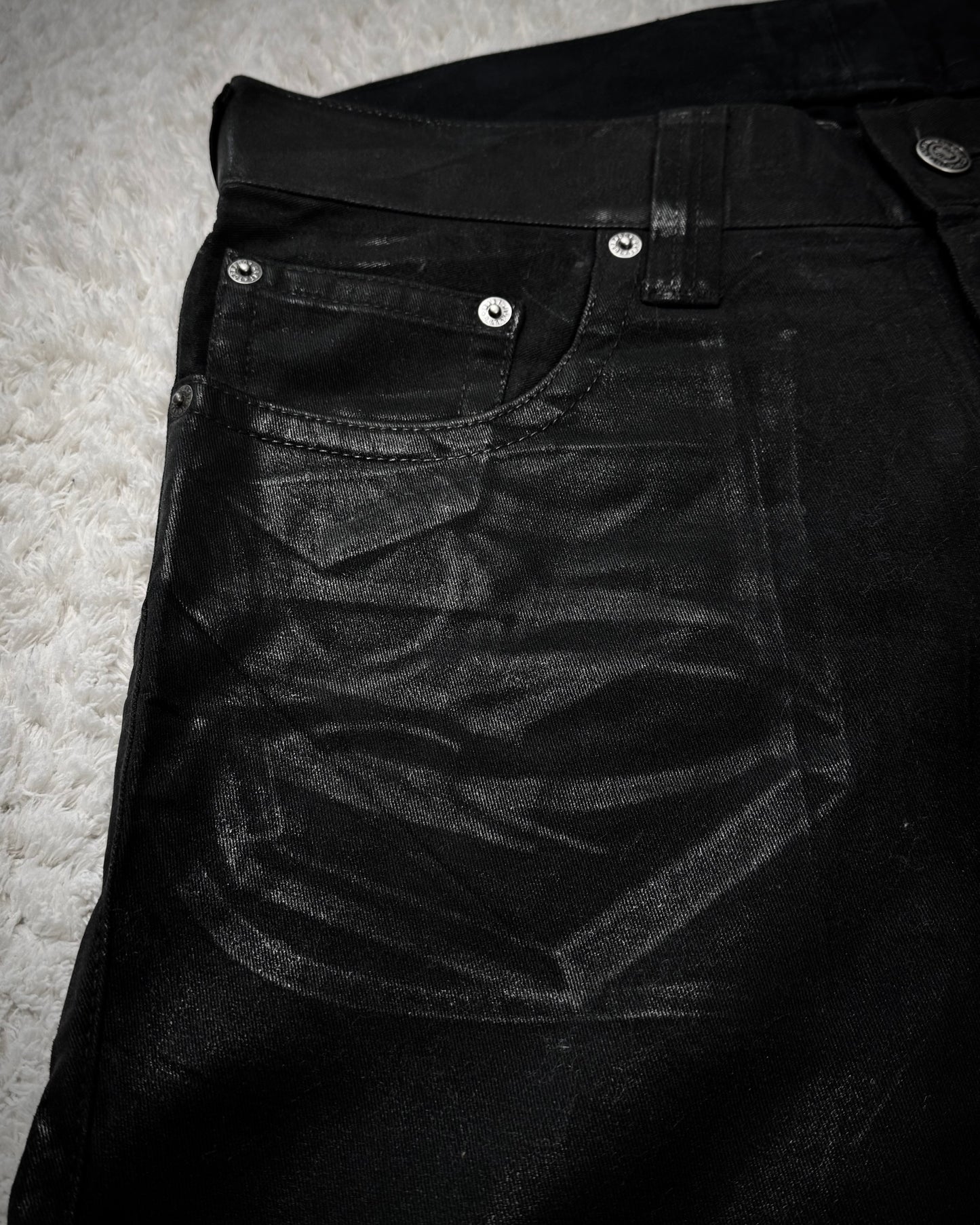 Tornado Mart Xray Waxed Tribal Embroidery Flared Jeans