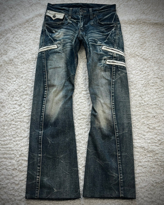 Rattle Trap Vintage Paint Detailed Bootcut Jeans