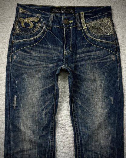 Red Pepper Python Detailed Bootcut Jeans