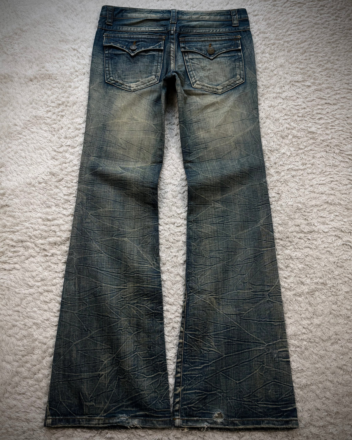 Agate Label Mud Honeycomb Washed Vintage Flared Jeans