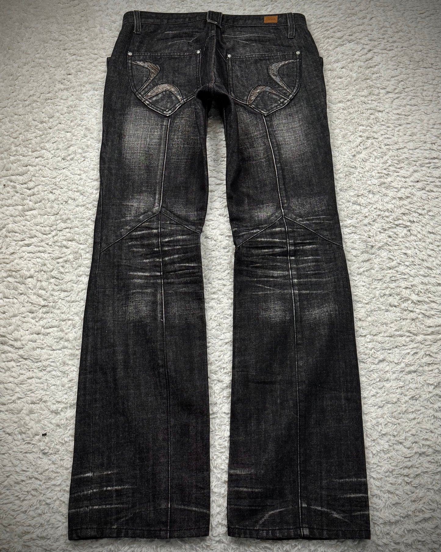 Nicole Club Clawmarks Washed Python Detailed Bootcut Jeans