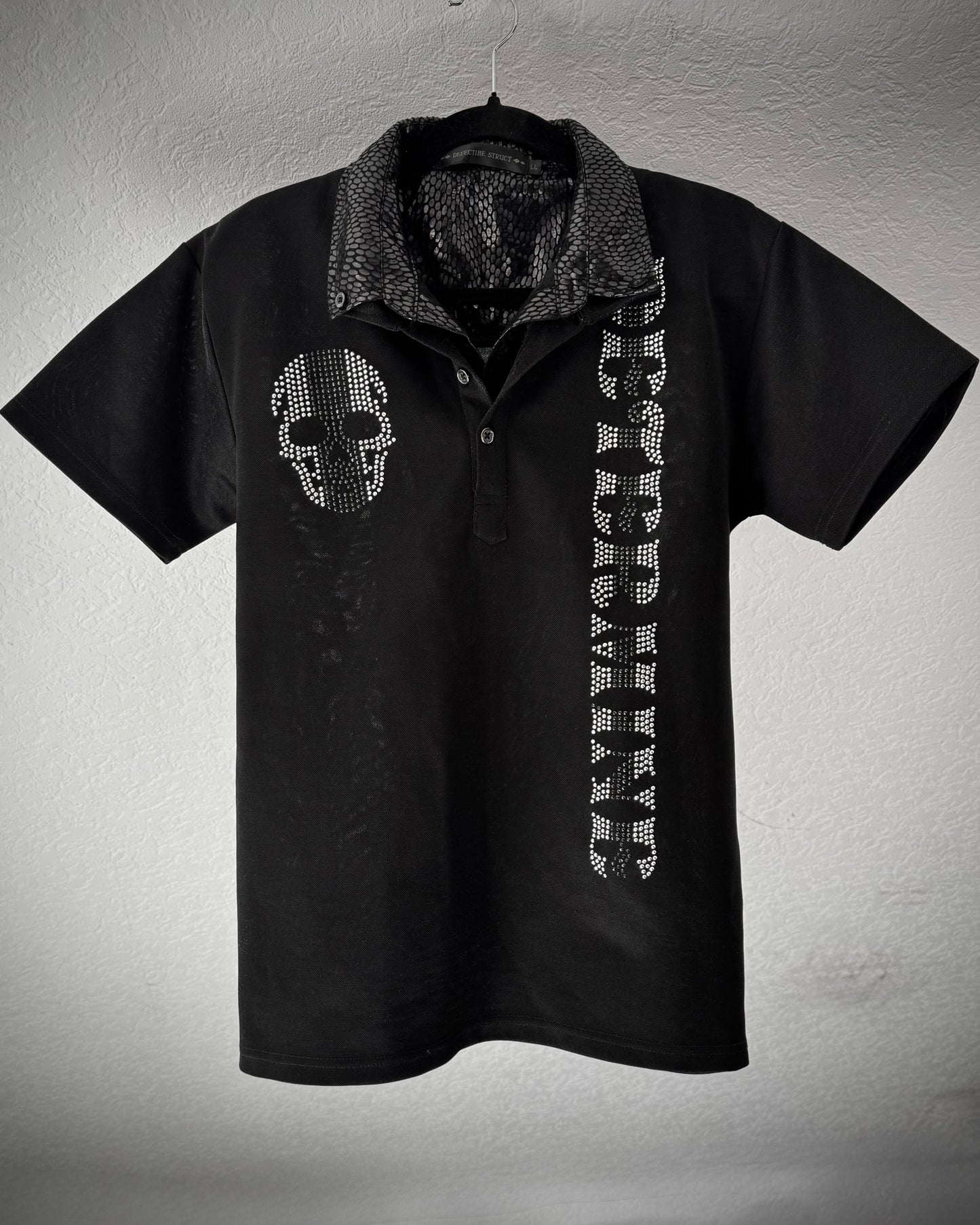 Defectibe Python Shimmer Rhinestone Polo Shirt