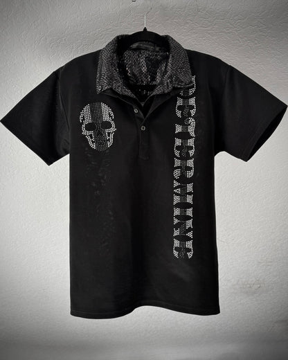 Defectibe Python Shimmer Rhinestone Polo Shirt