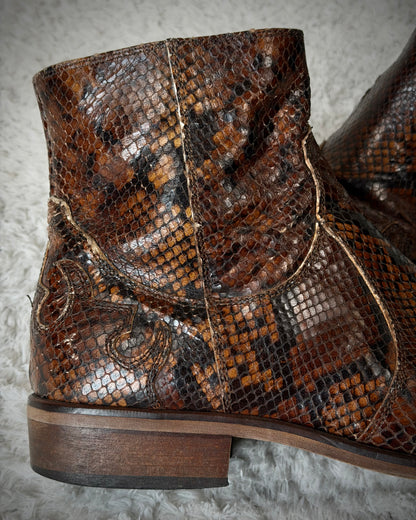 Italian Python Textured Western Leather Boots