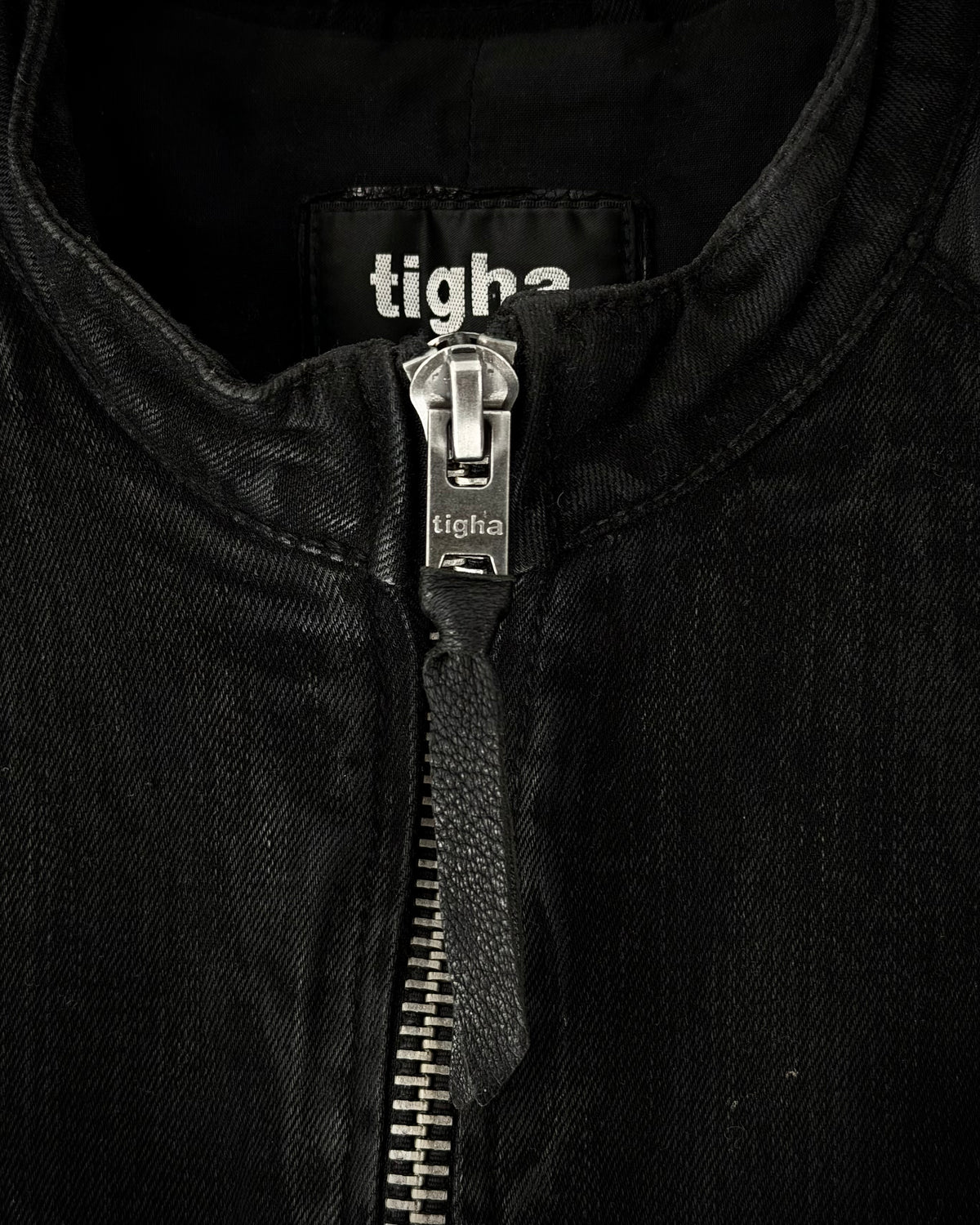 Tigha Waxed Leather Biker Jacket