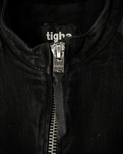 Tigha Waxed Leather Biker Jacket