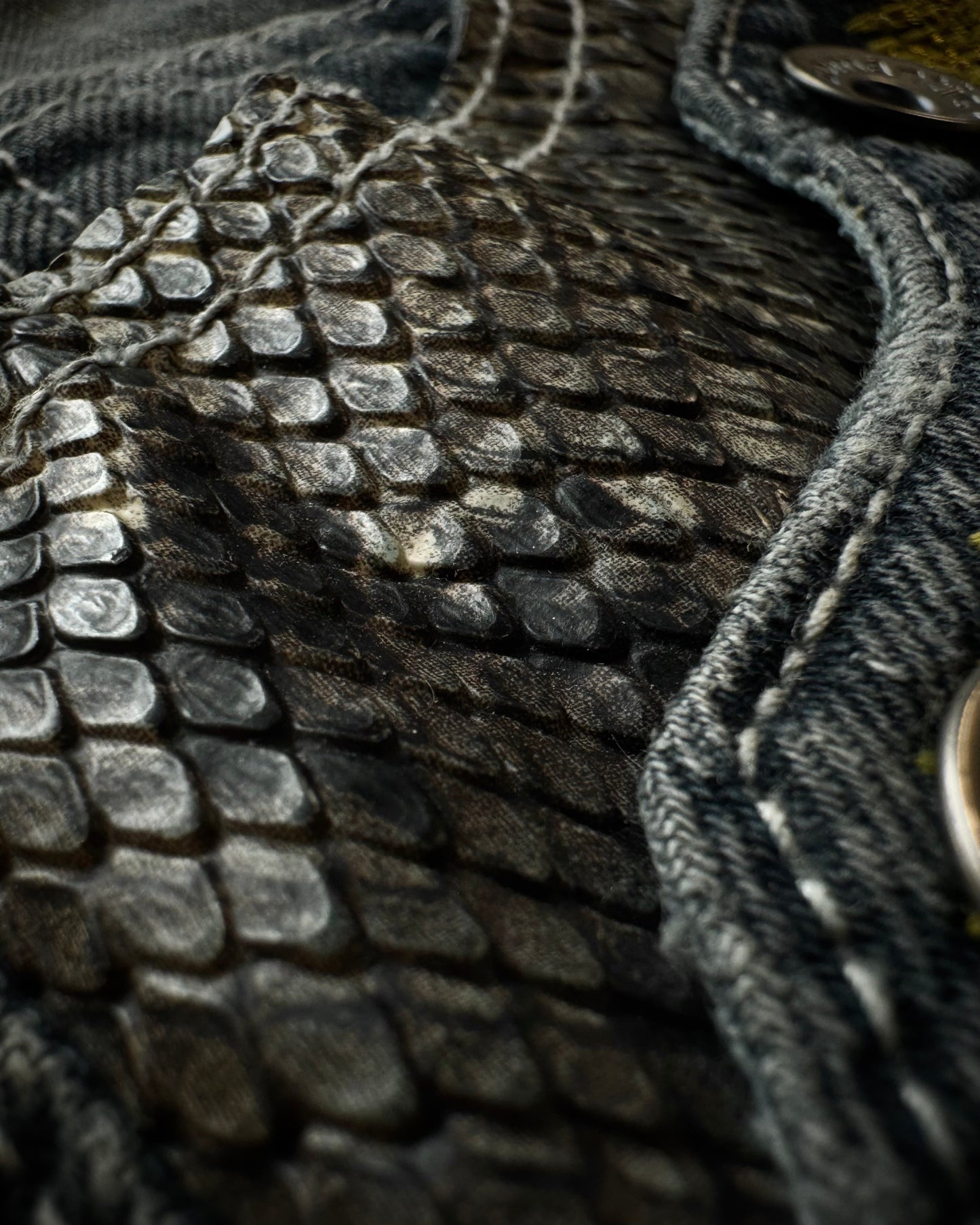 Semantic Design Python Detailed Sword Knee Bootcut Denim