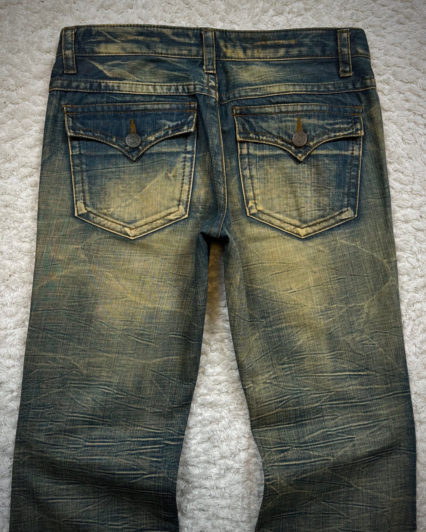 Agate Honeycomb Mud Washed Flared Jeans