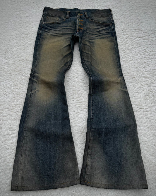 Tornado Mart Whisker Mud Wash Flared Jeans