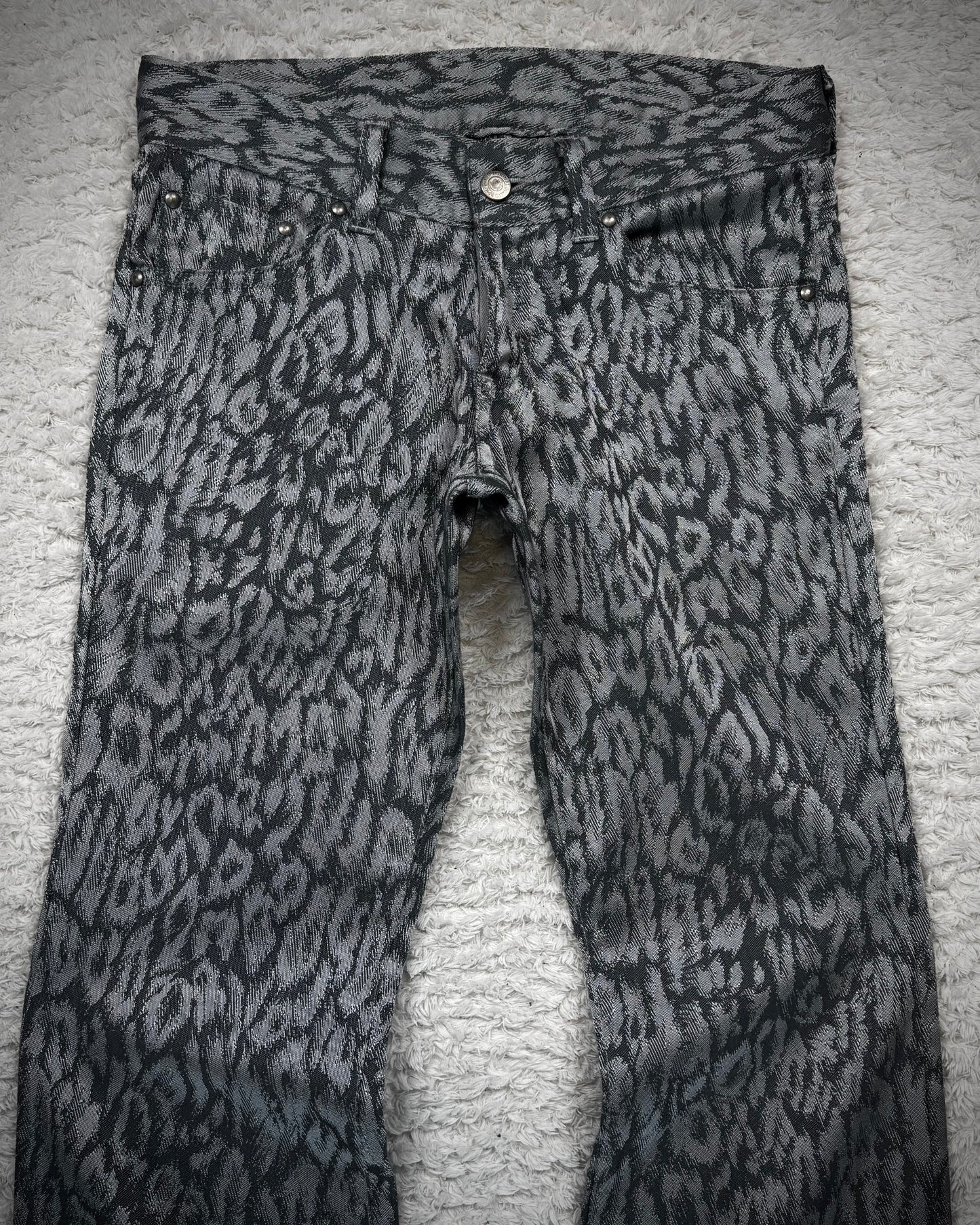 Tornado Mart Cheetah Pattern Jacquard Flared Pants