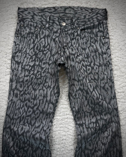 Tornado Mart Cheetah Pattern Jacquard Flared Pants