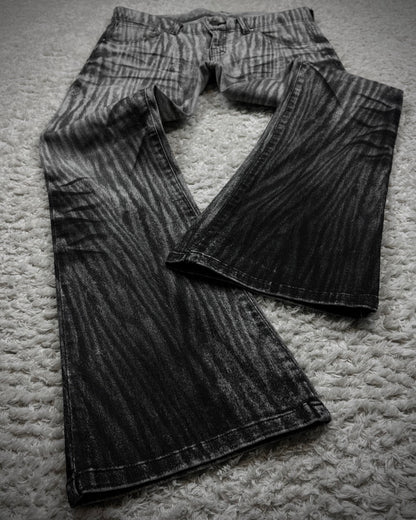 Tornado Mart Clawmarks Zebra Coated Flared Pants