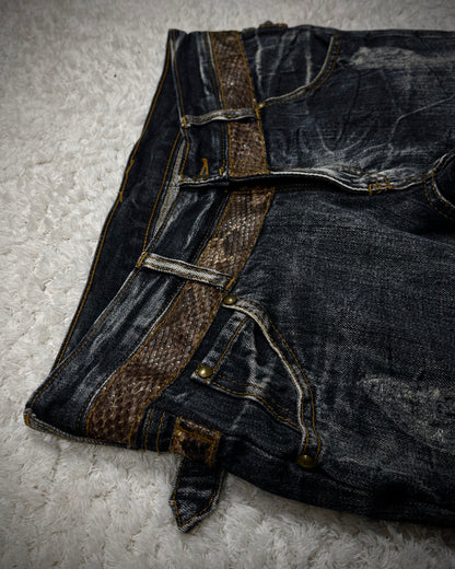 Tornado Mart Python Belted Flared Jeans