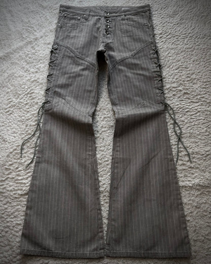 Semantic Design Lace Up Pin Stripe Flared Pants