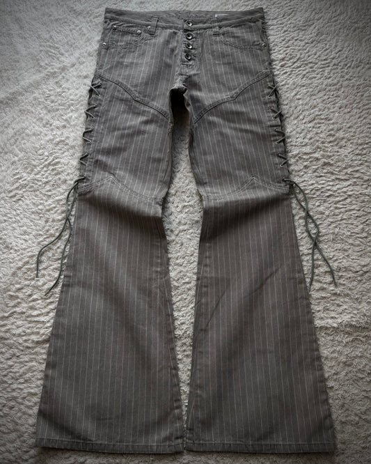 Semantic Design Lace Up Pin Stripe Flared Pants