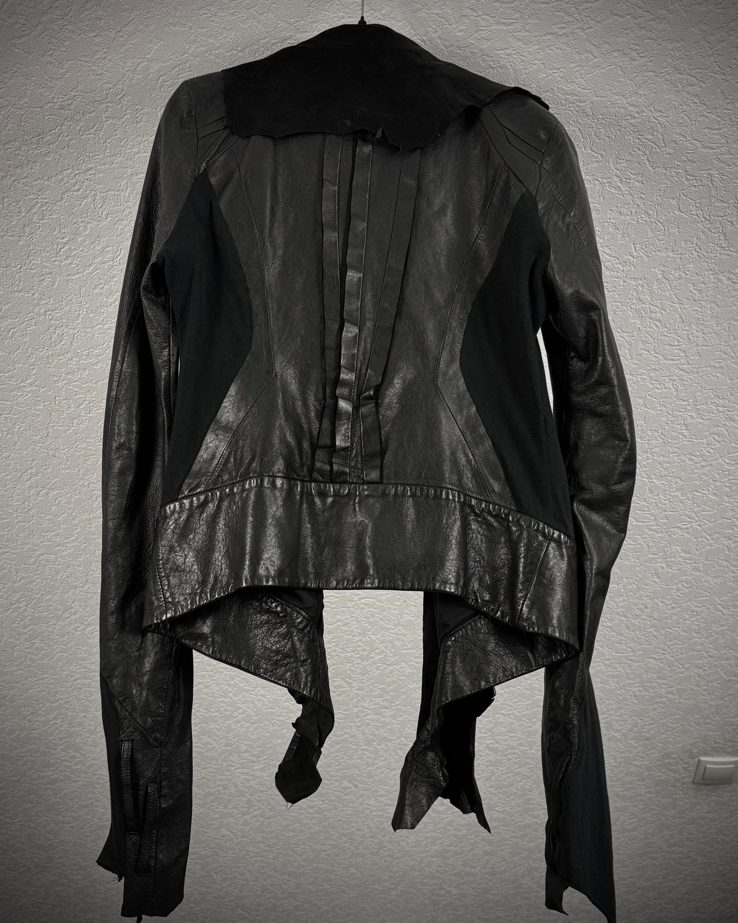Ekam Asymmetrical Raw Cut Sheepskin Leather Jacket