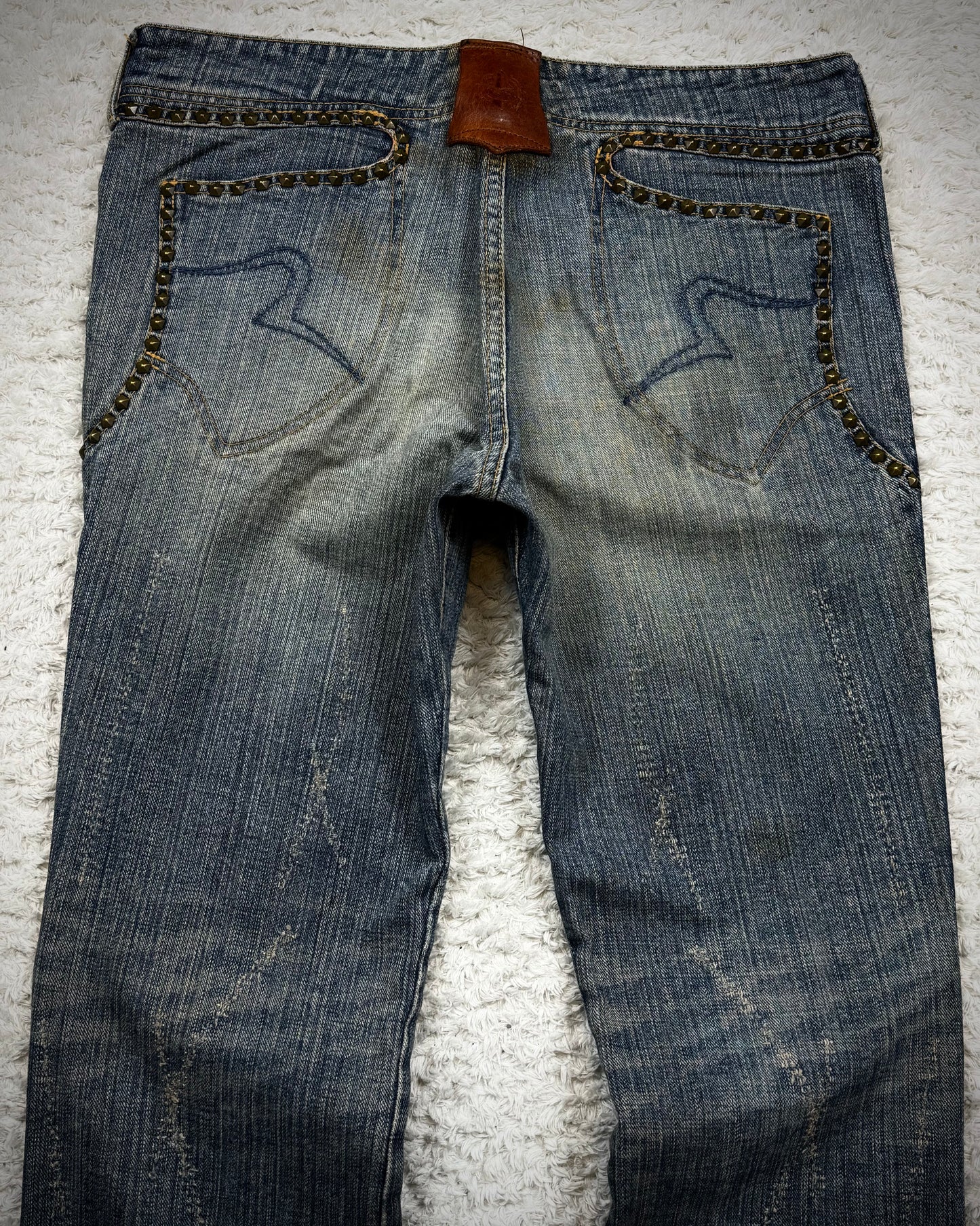 Obelisk Star Studded Vintage Flared Jeans