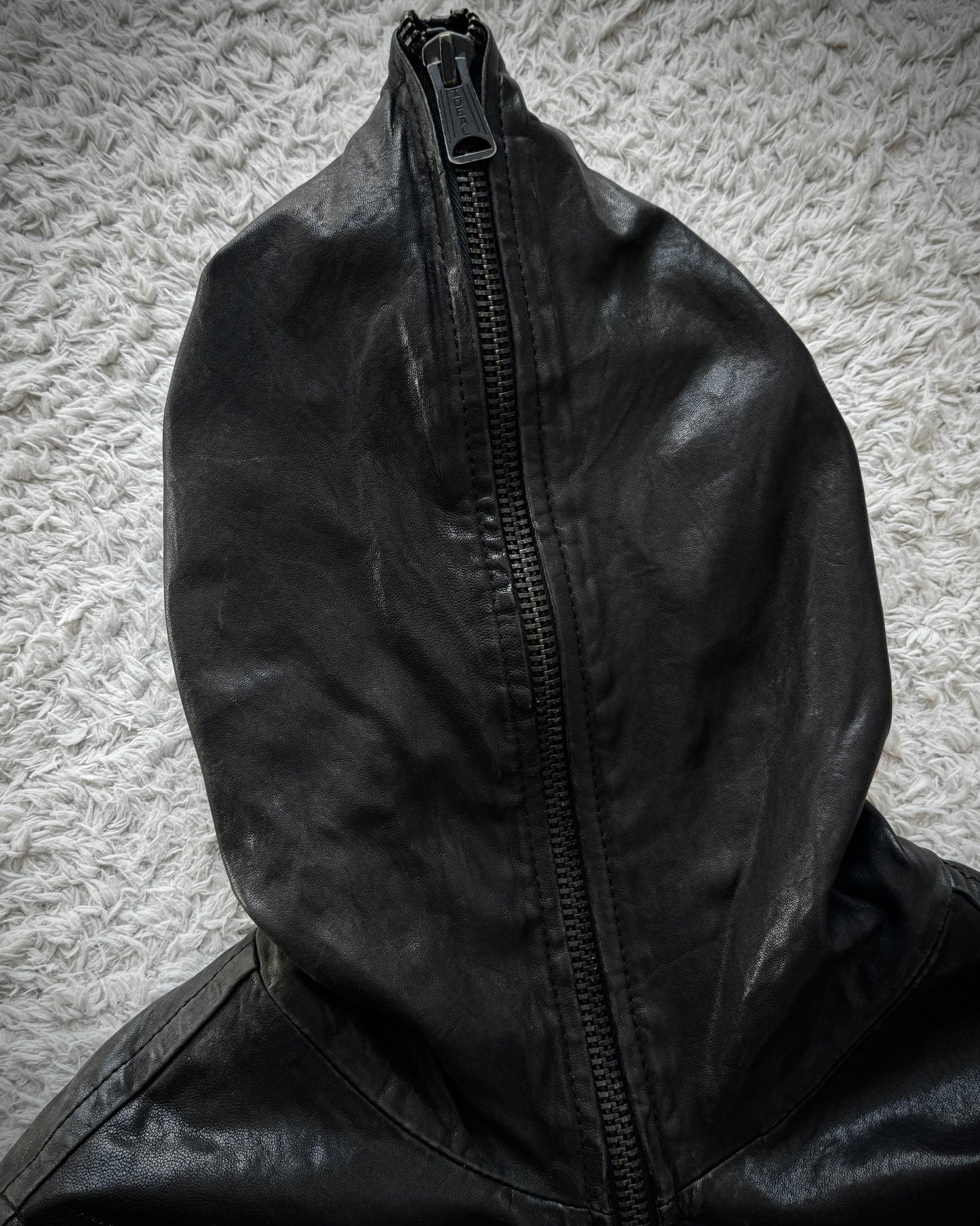 Buffalo Bobs Full Zip Hooded Leather Jacket