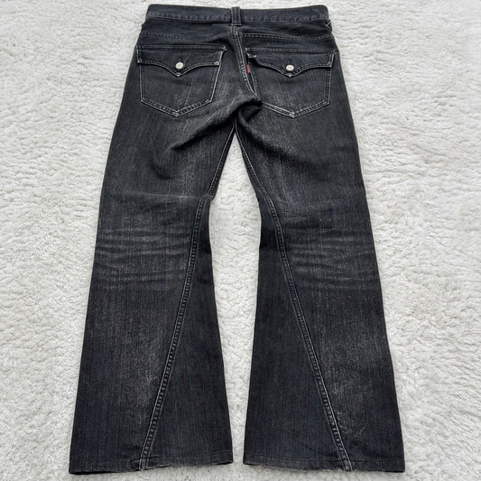 Tornado Mart Whisker Wash Spiral Flared Jeans