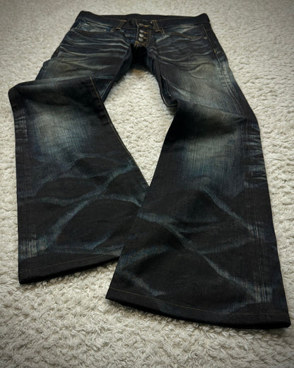 Tornado Mart Clawmarks Coated Flared Jeans