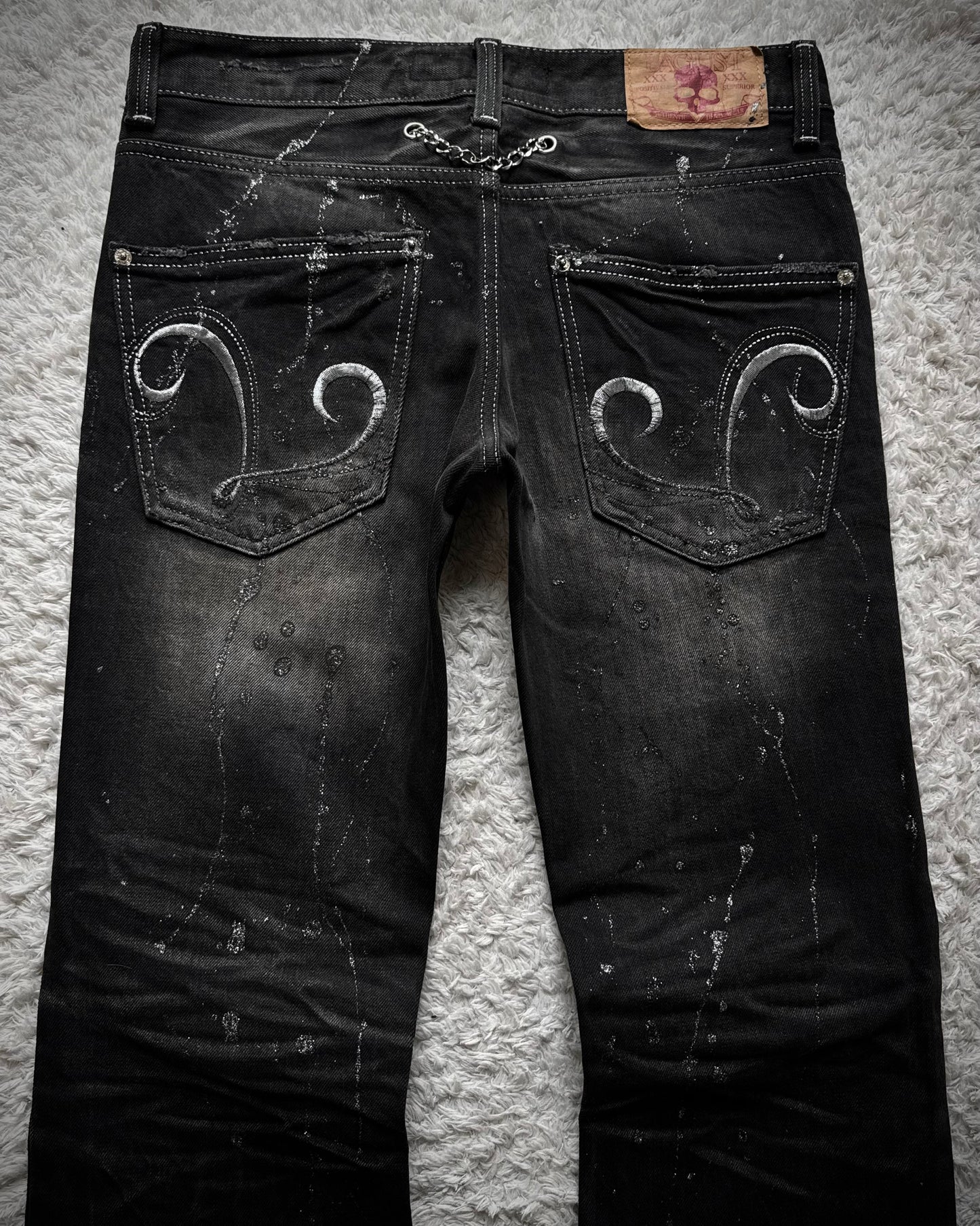 Lagust Silver Splatter Chained Bootcut Jeans